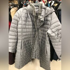 Max Studio Light Gray Puffer Jacket FREE SHIPPING